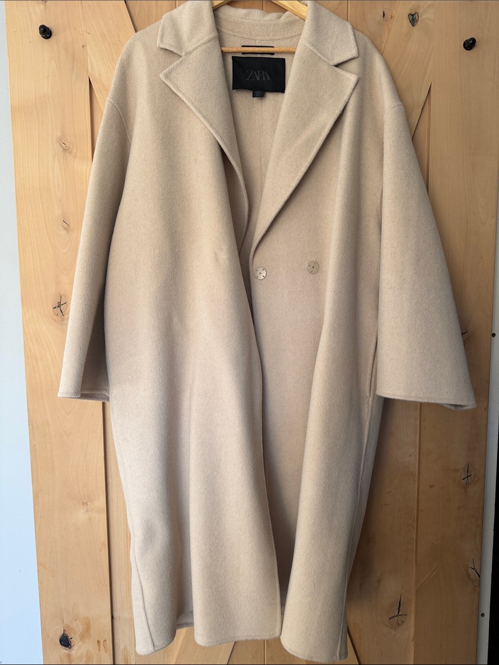 Zara Wool Blend Coat in Cream Size Large